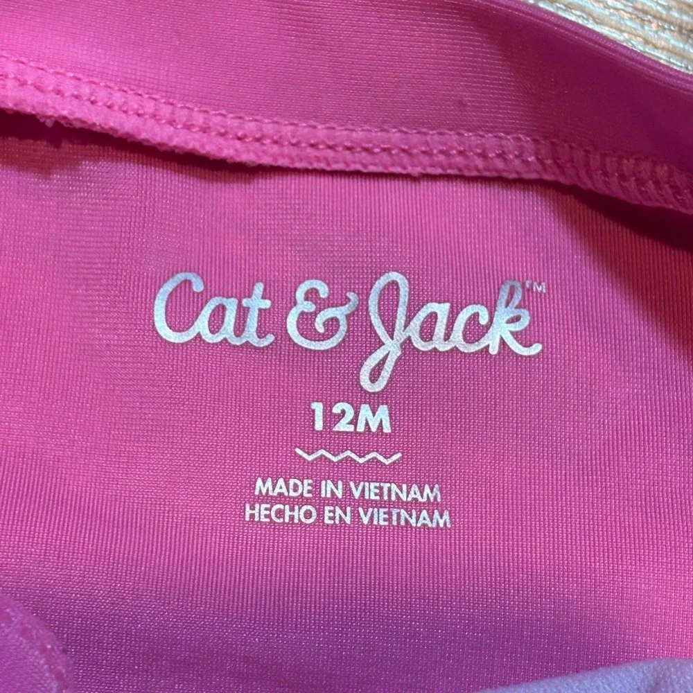 Cat & Jack Baby Girls Pink Happy‎ Little Sunshine Rash Guard Swim Top 12M